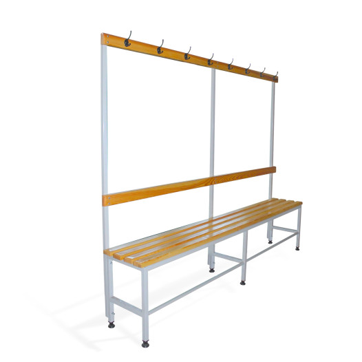 BRIDGE IM 2000 AH | Garderobenbank mit Rückenlehne und Kleiderbügeln, 2000 mm lang