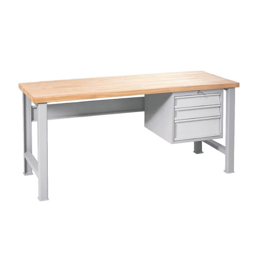 MODULBENCH GE 2000 D3 UD | Werkbank mit 3 Hängeschubladen und verstellbaren Beinen, 2000 mm